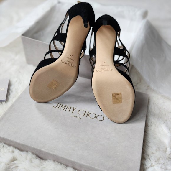 NWT Jimmy Choo Ren85 Suede Cut-out Heeled Sandals - Picture 8 of 14